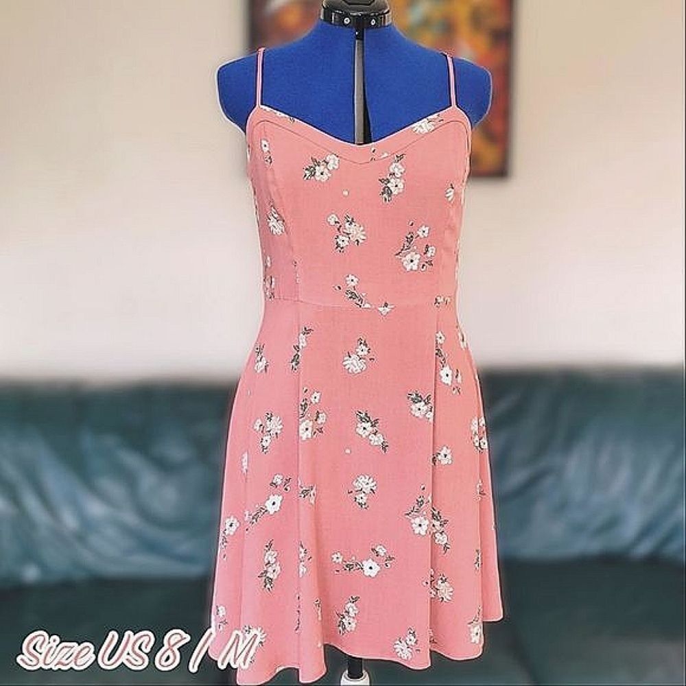 NWT Miss Shop rose pink floral mini summer dress AU 12 / US 8